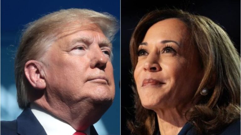 prismada do ex-presidente dos EUA Donald Trump e e da vice-presidente dos EUA Kamala Harris