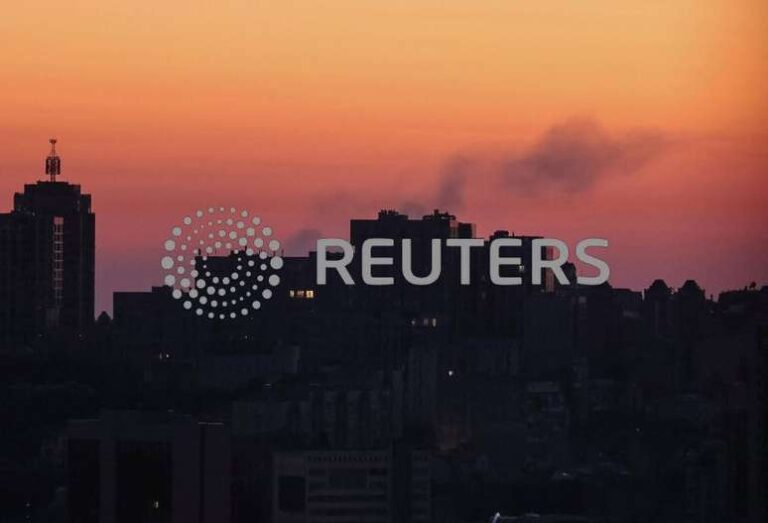 Smoke rises in the sky over the city after a Russian missile strike, amid Russia's attack on Ukraine, in Kyiv, Ukraine August 18, 2024. REUTERS/Gleb Garanich