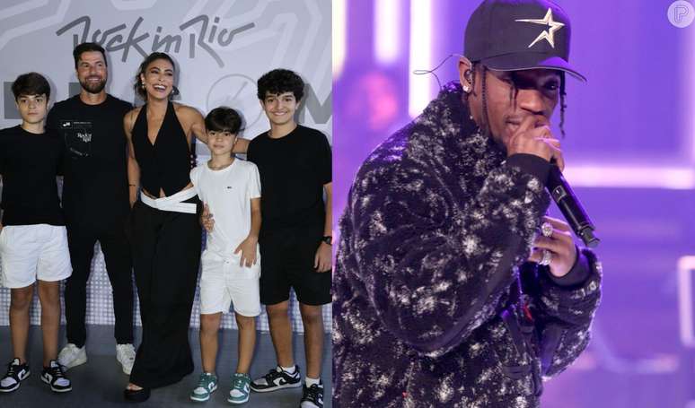 Rock in Rio 2024: Juliana Paes e família marcam presença em show de Travis Scott.