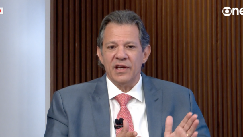 O ministro da Fazenda, Fernando Haddad, em entrevista à GloboNews