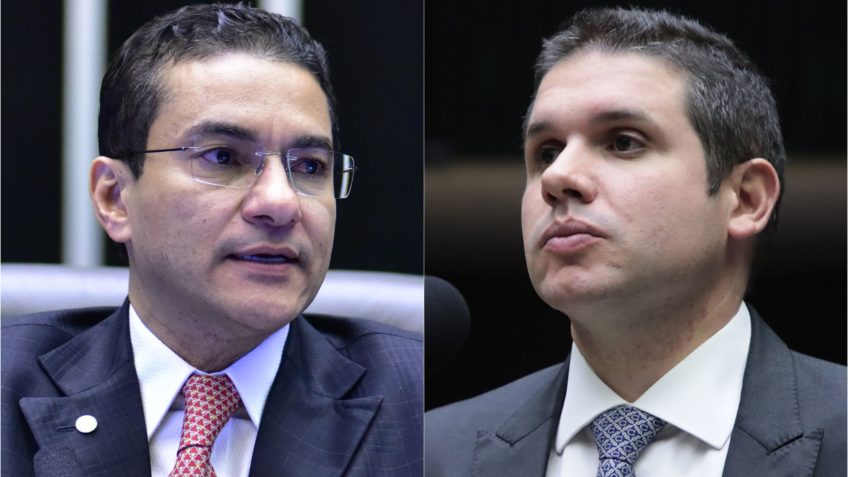 Foto prismada de Marcos Pereira e Hugo Motta