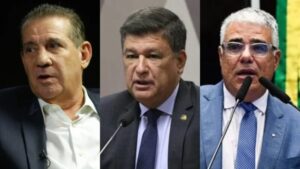 Os senadores Vanderlan Cardoso (PSD-GO), Carlos Viana (Podemos-MG) e Eduardo Girão (Novo-CE)