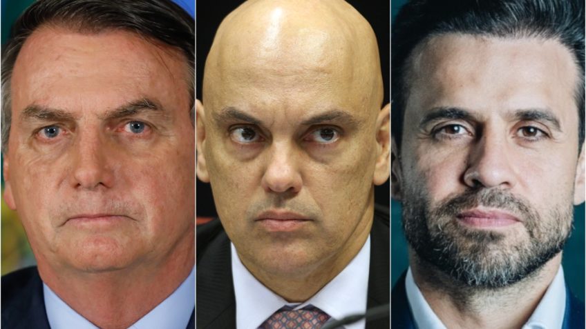 o ex-presidente Jair Bolsonaro, o ministro do Supremo Alexandre de Moraes e o ex-coach Pablo Marçal