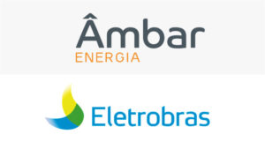 Na imagem acima, as logos da Âmbar Energia e da Eletrobras